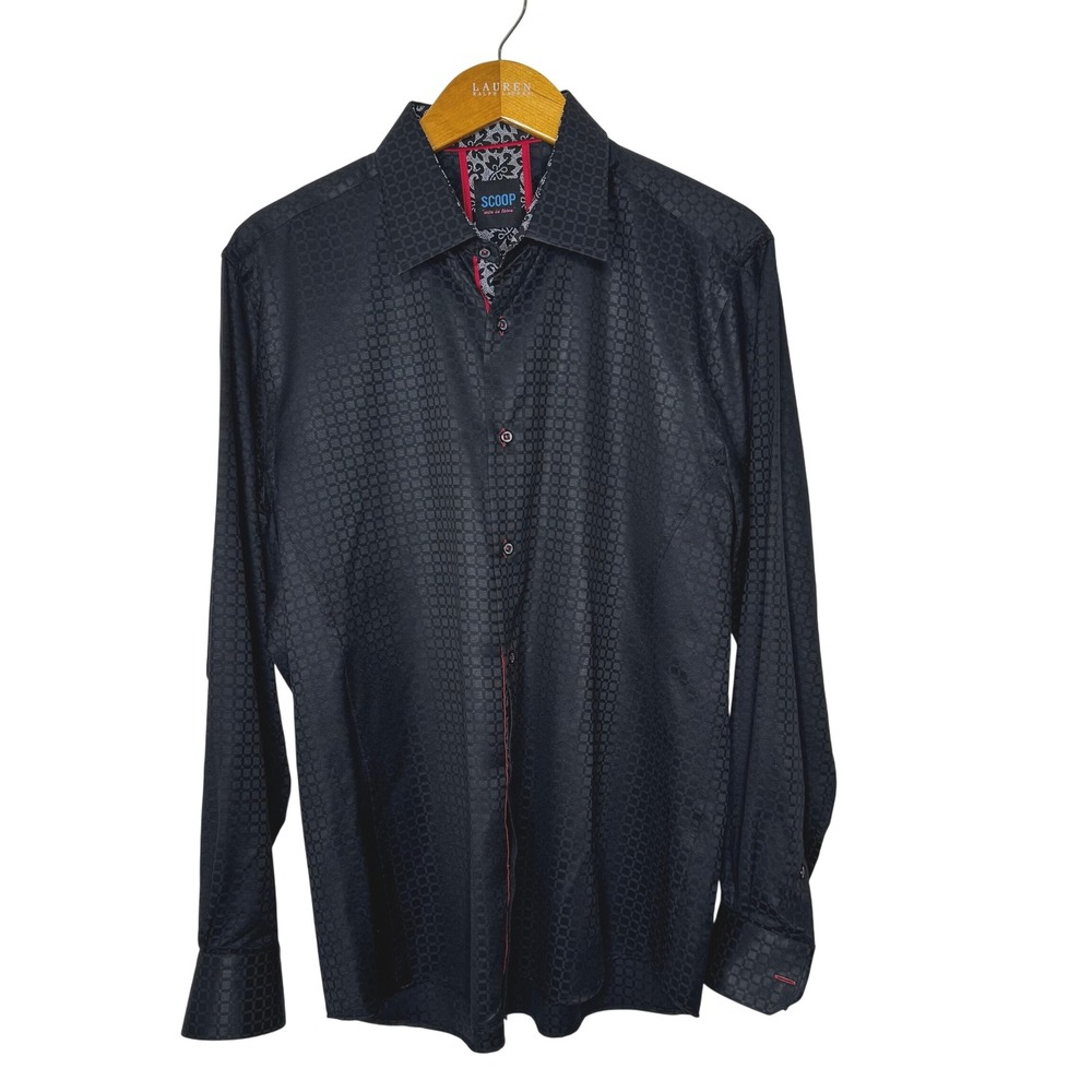 Scoop‎ "men in town" Black Dress Shirt XL